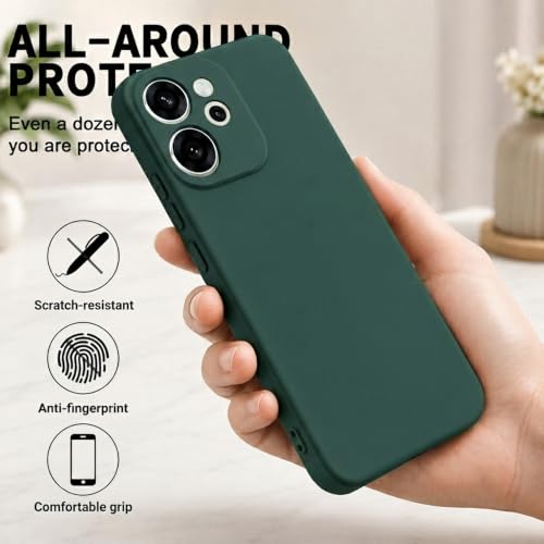 Image of Back Cover Compatible with Oppo Reno15 Pro 5G / 15 Pro Mini 5G | Full Camera Protection | Premium Liquid Silicon Case | Flexible Bumper Case for Oppo Reno15 Pro 5G / 15 Pro Mini 5G (Green)