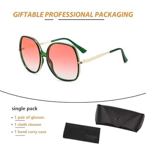 Image of Freckles Mark 70s Super Oversize Square Sunglasses for Women Vintage Rectangular Plastic Frame