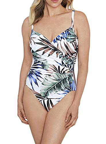 Penbrooke Shape Solver Women's Tropicali Surplice Mio Soft Cup Tummy Control One Piece Swimsuit2