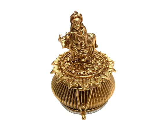 Samyuktha Beautiful Handcrafted Gifting Sindoor Kumkum Box,Sindoor Dani,Fancy Sindoor Box - Brass