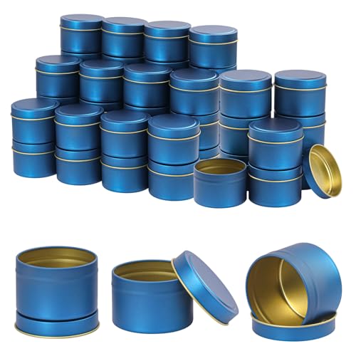 IHDYPPEW 48 Piece 4 oz Blue Candle Tins with Lids, Candle Tin Cans, Empty Candle Jars for Making Candles, Party Favors, Spices, Jewelry, Cosmetics by IHDYPPEW - Used condition - US$28.74