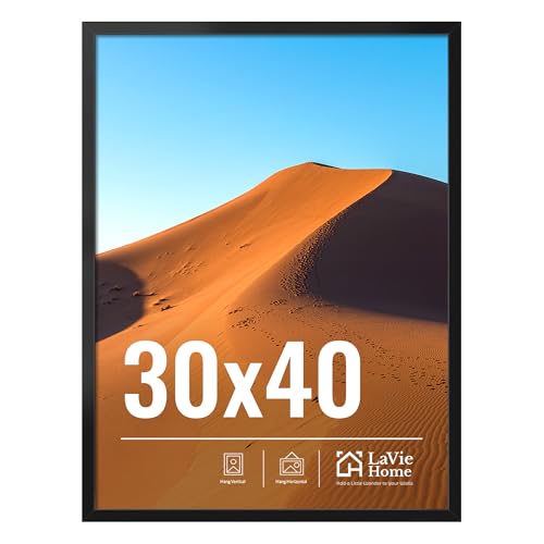 LaVie Home 30x40 Picture Frame for Wall Display, 30x40 Black Picture Frame with HD Plexiglass, 30 x 40 Diamond Painting Frame 1 Pack, Display Frame for Vertical or Horizontal, Classic Collection
