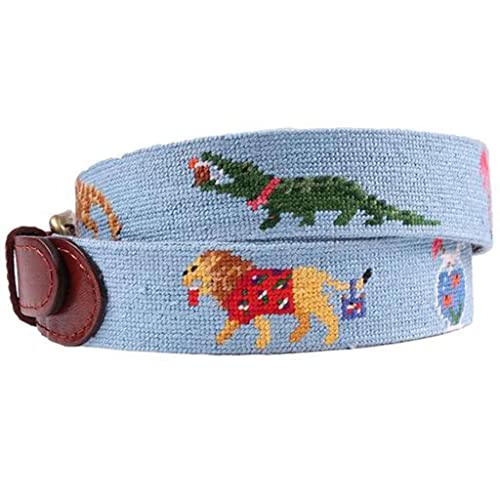 Party Animals Needlepoint Belt in Light Blue by Smathers & Branson2