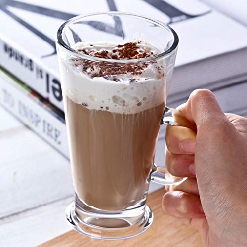 Vasos de cristal con asa de 2 piezas para café capuchino y latte 4