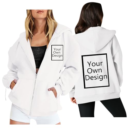 Image of Custom Jackets Design Your Own Full Zipper Hooded Sweatshirt Custom Sweatshirt T Shirts Add Your Own Text or Picture