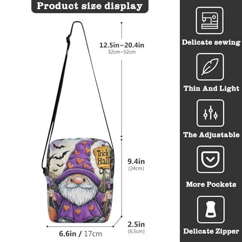 Halloween Purple Gnome messenger bag for women shoulder bags cross body purses for women Adjustable Strap for Outdoor Daily School3
