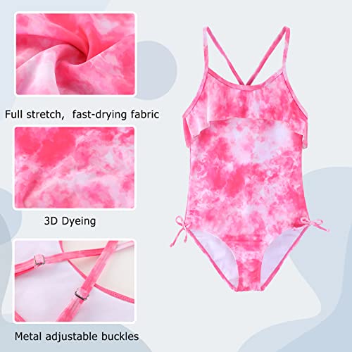 Image of Girls One Piece Swimsuits Halter Bathing Suits Summer Ruffler Swimwear 2-14 Years