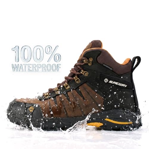 Image of SUREWAY Men's 6 inch Waterproof Soft /Steel Toe Work Boots - EH-Rated, Oil & Slip Resistant