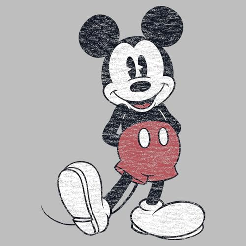 Image of Disney Men's Full Size Mickey Mouse Distressed Look T-Shirt | Officially licensed, 100% cotton, sizes S to 2X, size up recommended, Disney fan gift, crew neck, pop culture tee