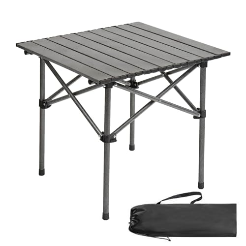 Majchomis Portable Folding Camping Table for 2-4 Persons, Outdoor Lightweight Roll Up Camping Table with Carry Bag for Hiking, Picnics, BBQs, Beach Trips & Tailgating(20.8 inch Black)