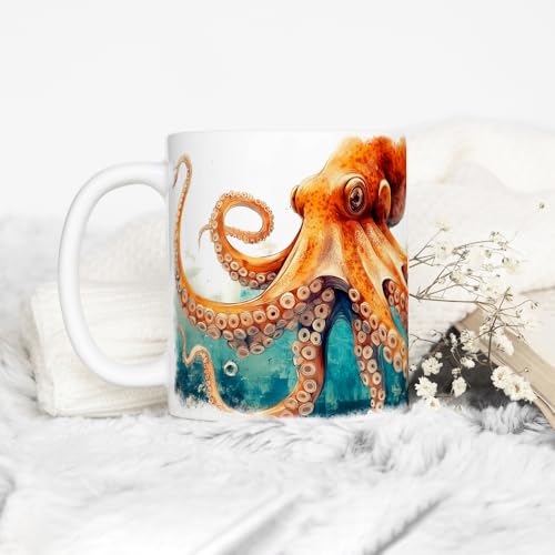 Taza de cerámica con diseño náutico de pulpo Loftipop 11oz miniatura 3