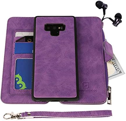 MODOS LOGICOS Case for Samsung Galaxy Note 9 6.4", [Detachable Wallet Folio][2 in 1][Zipper Cash Storage][14 Card Slots 1 Id Window] PU Leather Purse with Removable Inner Magnetic TPU Case - Purple