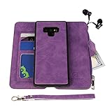 Samsung Galaxy Note 9 Case, Modos Logicos [Detachable Wallet Folio][2 in 1][Zipper Cash Storage][Up to 14 Card Slots 1 Photo Window] PU Leather Purse with Removable Inner Magnetic TPU Case - Purple