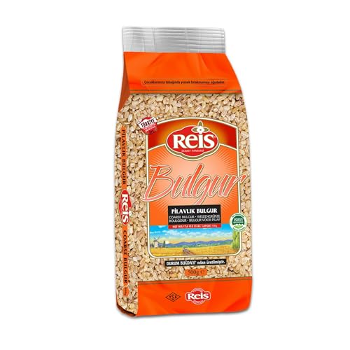 Reis Coarse Bulgur, Wheat Berries, Bulgur Wheat for Pilafs & Meals, Healthy Pantry Staples, Turkish Grocery Foods, High Fiber & Protein Cereal, Whole Grain Bag, Bulk, Vegan, Halal, 1.1 Lbs (500g)