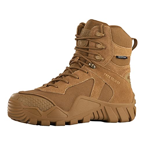 Free Soldier Men's Waterproof Hiking Boots Tactical Work Boots Outdoor Lightweight Military Boots(Brown 13) #TOP13