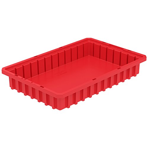 Image of Akro-Mils 33162 Akro-Grid Plastic Slotted Dividable Modu Box Stackable Grid Storage Tote Container, (16-1/2-Inch L x 10-7/8-Inch W x 2-1/2-Inch H), (12 Pack), Red (33162RED)