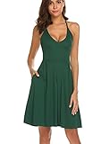 Halife Wedding Guest Dresses for Women Halter Spaghetti Strap Backless Cocktail Party Dress Green,L