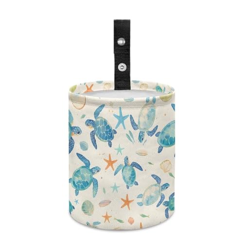 Image of Shell Sea Turtle Mini Car Trash Bin with Adjustable Buttons Car Garbage Can Multipurpose Cars Storage Bag Collapsible Reusable