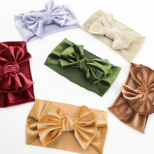 Baby Girls Bow Headbands Stretchy Velvet Hair Bows Headbands Solid Color Hairband Knot Turban Headwraps Hair Bows for Newborn Infant Toddlers4