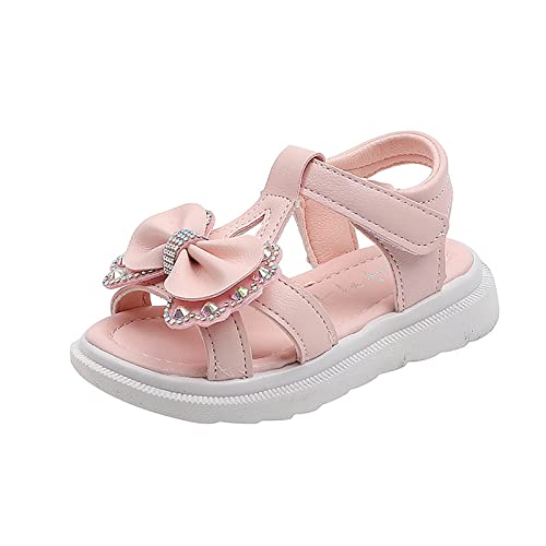 Unisex-Child and Toddler Baby Girls Shoes Lightweight Soft Sole Bowknot Outdoor Shoes Summer Princess (Pink, 26 Toddler)
