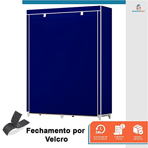 Guarda Roupa Armário Dobrável Portátil Multiuso Organizador de Roupas (Azul)