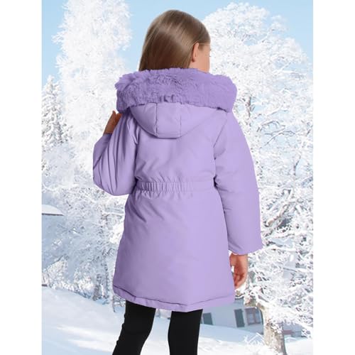 Kids Winter Coat for Girls Thermal Heavyweight Fleece Lined Girls Puffer Jacket Fuzzy Hooded Fall Long Dress Coats3