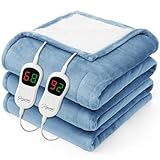 Homemate Heated Electric Blanket King Size - 100'x90' Heating BedBlanket Throw with 10 Heating Levels&8 Hours Auto Off, Fast Heating Over-Heated Protection Ultra Soft Flannel ETL Certified, Grey