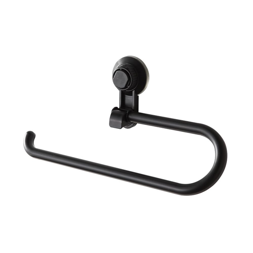 VVW&LIU 1PC Suction Cup Towel Rack ABS Black/White No Punch Bathroom Towel Rack Storage Rack,Black