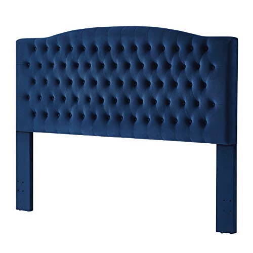 24Kf Upholstered Button Tufted King Headboard And Velvet Fabric King/California King- Navy #TOP2