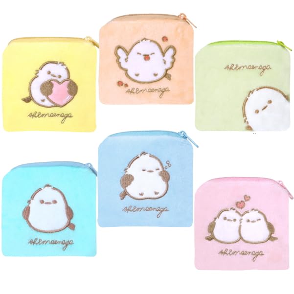 Shimaenaga Bird Fluffy Multi Pouch Set of 6 Embroidered Polyester