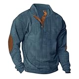 BFAFEN Men's Fashion Hoodies & Sweatshirts Mens Corduroy Button Down Sweatshirt Retro Stand Collar Henley Shirt Pullover Muscle Fit Hoodies Button Down Shirts Mens Fashion