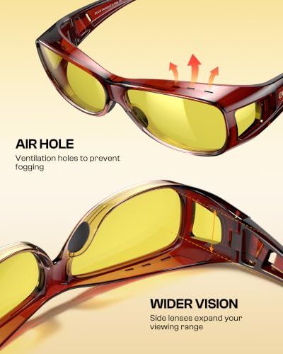 Miniatura 6 de Duco Lentes Polarizados Para Conducir De Noche Con Anteojos Normales Debajo 8953y Marco Tr90 Color Rojo Vino Tamaño Común
