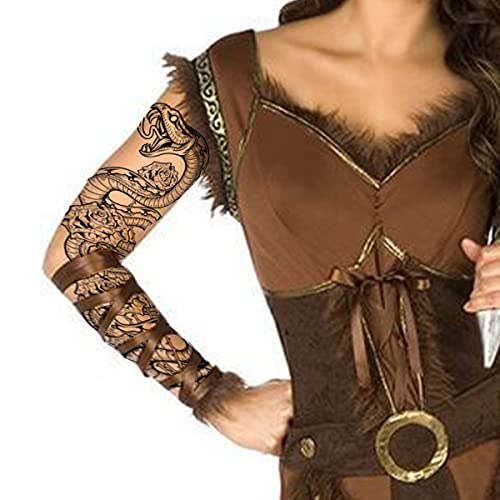 Tatodays 2 X Temporary Tattoo Full Arm Snake Python Roses Stick On Body Art Transfer For Women And Men Cosplay Halloween Adult Temp Fake Tattoo Biker Rocker Fancy Dress Party Cosplay #TOP7