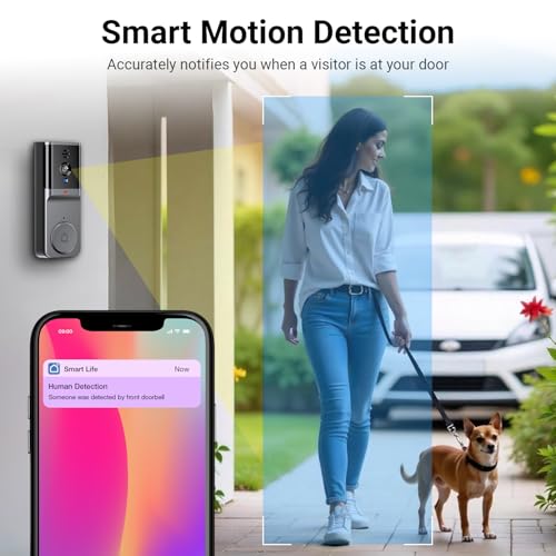Image of trenzu Smart WiFi Video Door Bell | 1080p Live View, Night Vision, 2-Way Audio, Motion Alerts | Wireless Video Doorbell Camera System for Home | Chime, 30 Days Battery, App Control
