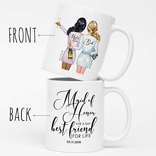 Personalized Bridesmaid Gifts - Custom Bridesmaid Coffee Mug - 11Oz - Wedding Gifts, Party Favors, Bridesmaids Gifts, Bridesmaids Proposal Gifts, Gifts For Bride's Tribe - Design 2 #TOP2