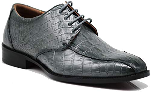 Gator3N Men's Alligator Crocodile Print Oxfords Fashion Lace Up Dress Shoes