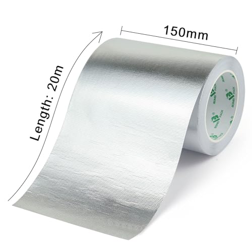 Image of BOMEI PACK Adhesive Aluminum Foil Heat Shield Tape 1 Pack 6inch x 66ft,Barrier Fiberglass Thermal Insulation Reflective Material High Temp Protectionn