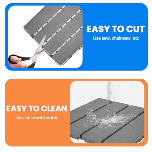 DLYYPLUS 9 PCS Plastic Interlocking Deck Tiles, 11.6" x 11.6" Patio Flooring Outdoor Waterproof All Weather Use, Decking Tiles for Backyard Balcony Porch Garden by DLYYPLUS - Image 4
