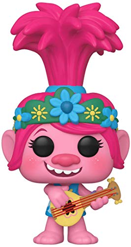 POP Funko DreamWorks Trolls 47349 World Tour Figura de Poppy com guitarra, figura de vinil 9 cm (UK Exclusive)