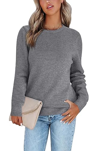 LAISHEN Womens Fall Fashion 2023 Long Sleeve Sweaters Casual Loose Color Block Crew Neck Knit Pullover Tops