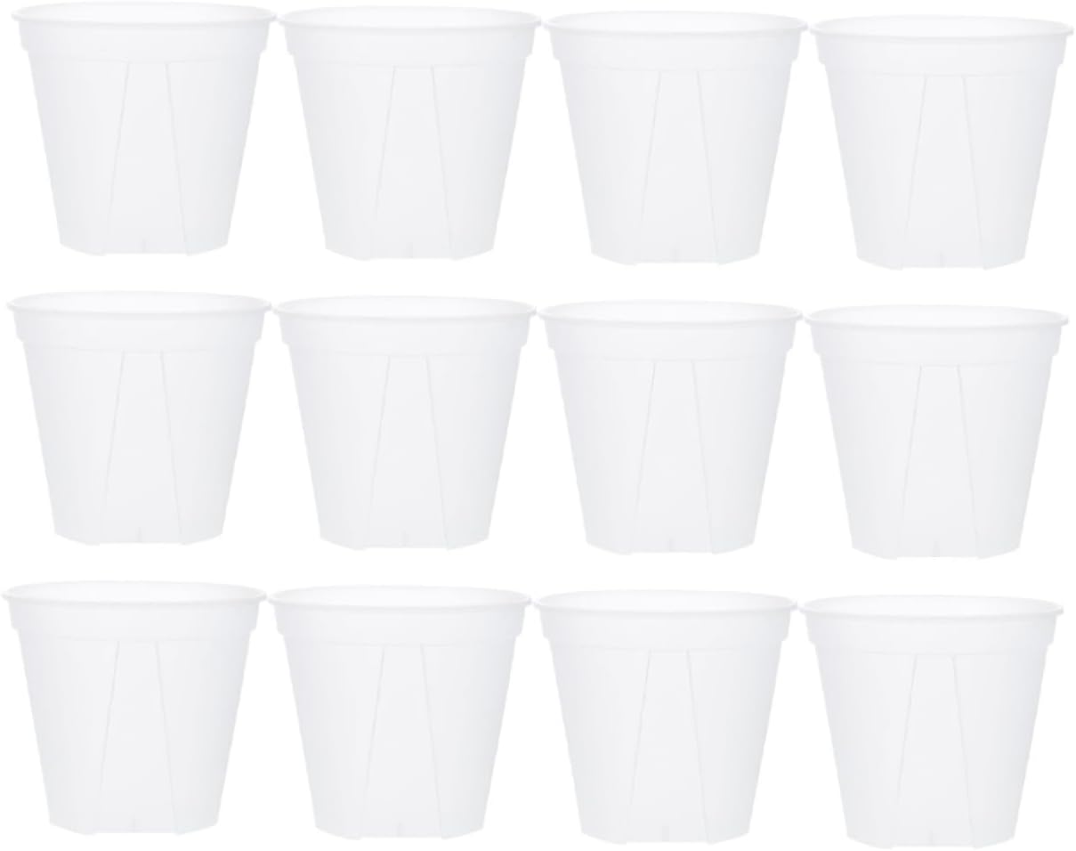 Kisangel 12pcs Breathable Nursery Pots for Indoor and Outdoor Plants Transparent Plastic Flower Planters with Drainage for Root Control for Courtyards and Living Rooms