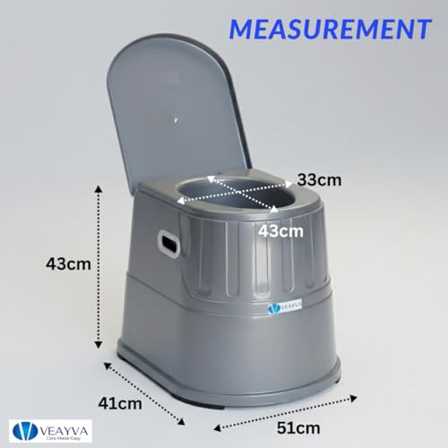 Image of Veayva Plastic, Steel Heavy Duty Portable Indian Toilet To Western Convertor Easygo Round Portable Commode | Toilet Stool | Toilet Commode For | Commode Stool | (ELEGANT GREY)