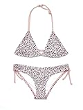 SHEKINI Girls Swimwear Halter Triangle Bikini Leopard Print Two Piece Swimsuits (Leopard Print - A, 8-10 Years)