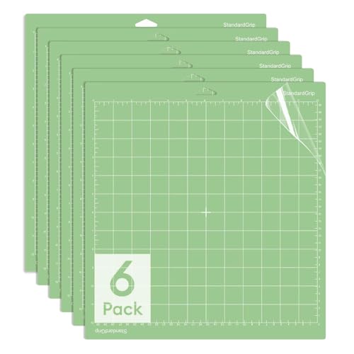 Tapete de corte de 12 x 12 pulgadas, adherencia media, compatible con máquinas Cricut, funciona con Cricut Maker 3/Explore 3/Silhouette Cameo 4 tapete de corte verde (paquete de 6 piezas)