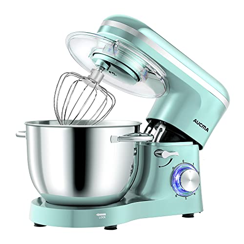 Aucma Stand Mixer, 6.2L Food Mixer, Electric Kitchen Mixer with Bowl, Dough Hook, Wire Whip & Beater (6.2L, Blue)