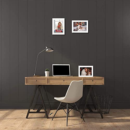 Golden State Art, Set Of 2, 5X7 White Wooden Picture Frame - Tabletop/Wall Display - Great For Group/Family Photos - Landscape/Portrait - Real Glass - Simple Classic Design #TOP6