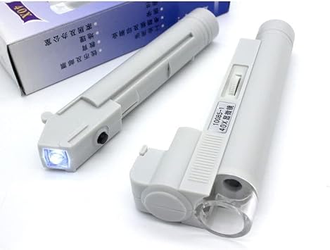 Microscope Accessories Kit 40X Mini Pocket Microscope with LED Light and Reading Scale LED Llumination Magnifier Microscope Slides