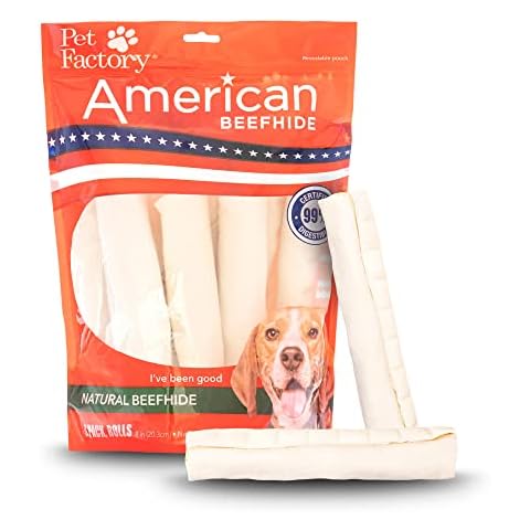 Pet Factory American Beefhide 8-9" Rolls Dog Chew Treats - Natural Flavor, 8 Count/1 Pack Cover