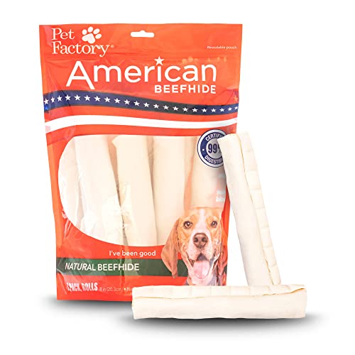 Pet Factory American Beefhide 8-9" Rolls Dog Chew Treats - Natural Flavor, 8 Count/1 Pack