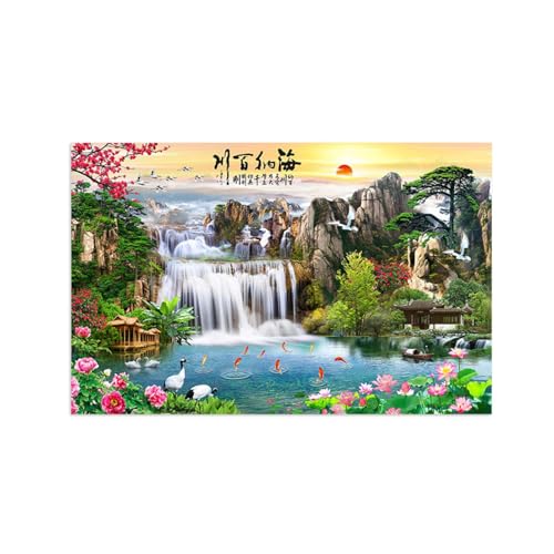 Tableau sur toile style chinois de paysage nature 40x65cm sans cadre